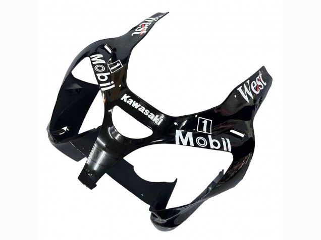 Carénages Moto Kawasaki ZX6R 2000-2002 - Noir Brillant Blanc West Michelin