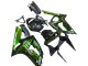 Carénages Moto Kawasaki ZX6R 2003-2004 - Noir Brillant Vert Flamme
