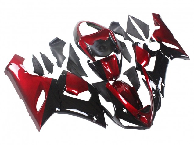 Carénage Moto Kawasaki ZX6R 2005-2006 - Rouge Noir Brillant