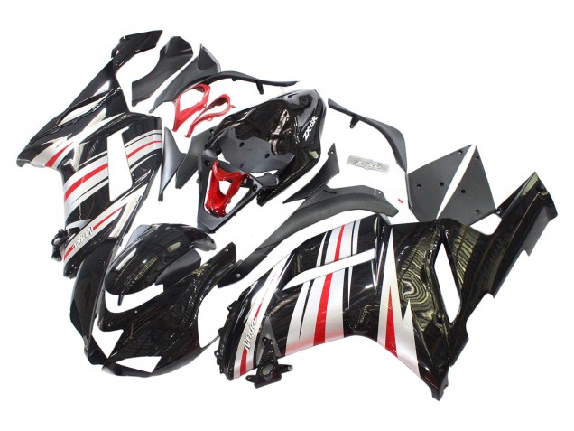 Carénages Moto Kawasaki ZX6R 2007-2008 - Noir Argent Rouge Ninja