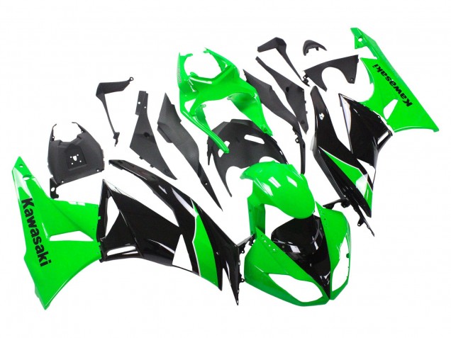 Carénages Moto Kawasaki ZX6R 2009-2012 - Vert Noir Brillant