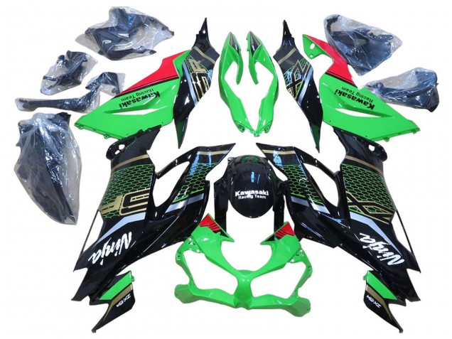 Carénages Moto Kawasaki ZX6R 2009-2012 - Rouge Noir Brillant Rayon de Miel