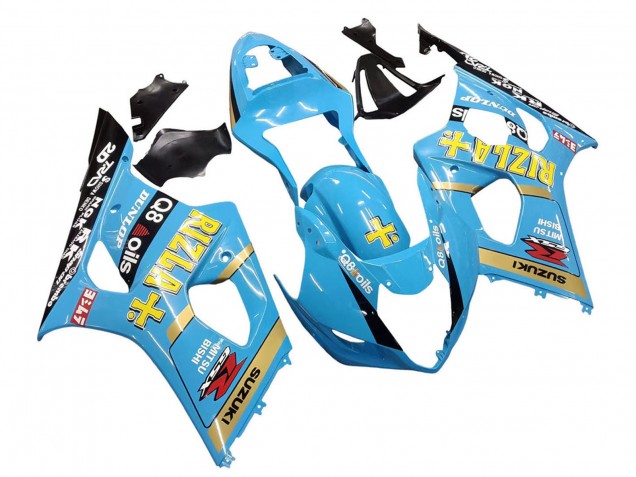 Carénages Moto Suzuki GSXR 1000 2003-2004 - Bleu Clair Jaune Noir Rizla Motul