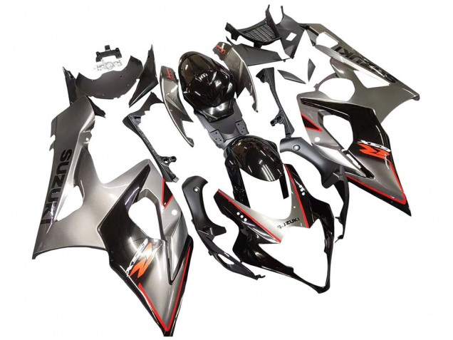 Carénage Moto Suzuki GSXR 1000 2005-2006 - Argent Noir Rouge