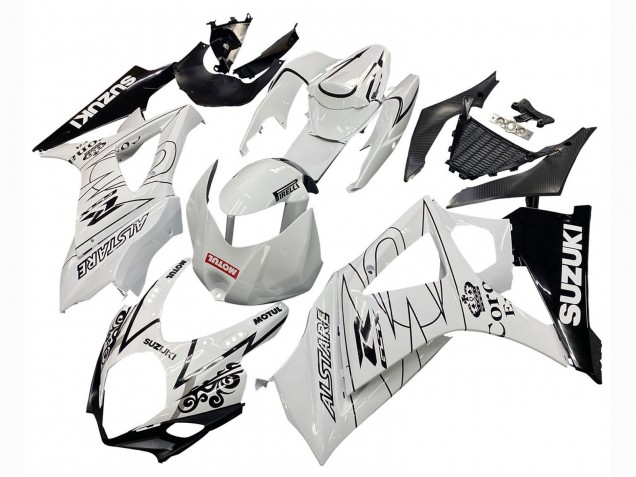 Carénages Moto Suzuki GSXR 1000 2007-2008 - Blanc Noir Alstare Corona Motul
