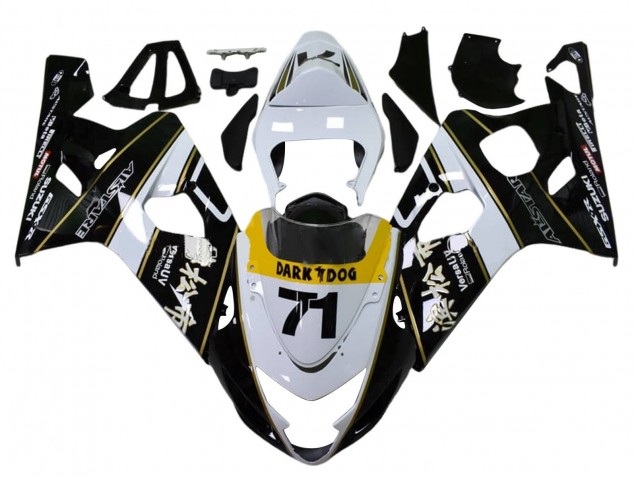 Carénages Moto Suzuki GSXR 600 / GSXR 750 2004-2005 - Blanc Noir Jaune Dark Dog 71