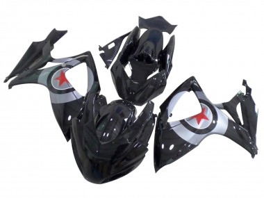 Carénages Moto Suzuki GSXR 600 / GSXR 750 2004-2005 - Noir Brillant Argent Rouge Étoile