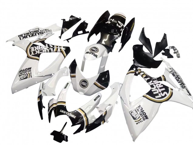 Carénages Moto Suzuki GSXR 600 / GSXR 750 2006-2007 - Blanc Noir Lucky Strike Motul