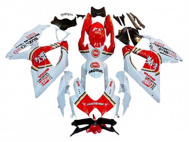Carénages Moto Suzuki GSXR 600 / GSXR 750 2008-2010 - Blanc Rouge Motul Lucky Strike
