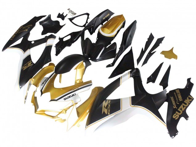 Carénages Moto Suzuki GSXR 600 / GSXR 750 2008-2010 - Noir Mat Blanc Or