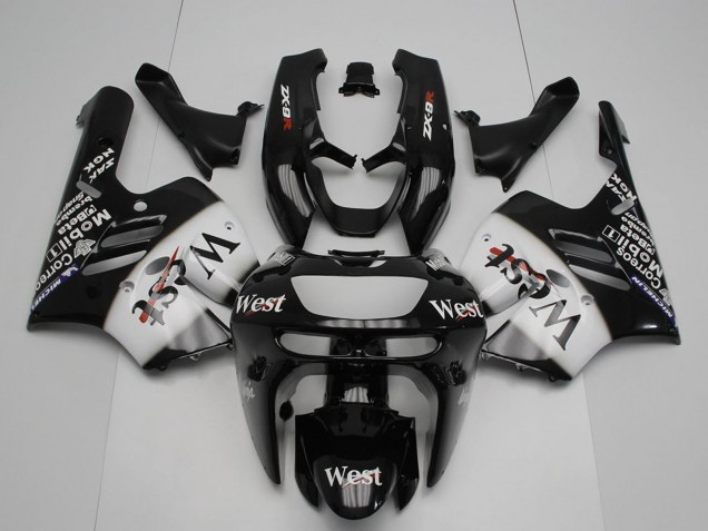 Carénages Moto Kawasaki ZX9R 1994-1997 - Noir Brillant Blanc West