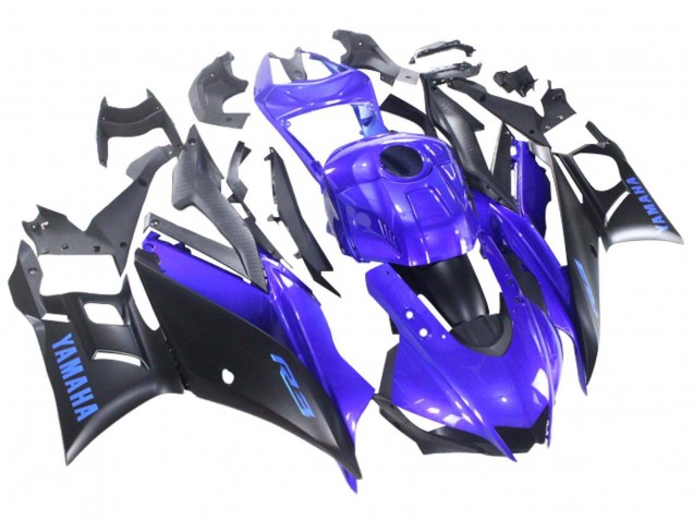 Carénage Moto Yamaha YZF R3/R25 2022-2024 - Bleu Noir Mat