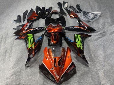 Carénages Moto Yamaha YZF 1000 R1 2002-2003 - Orange Noir Vert Néon Flamme 16