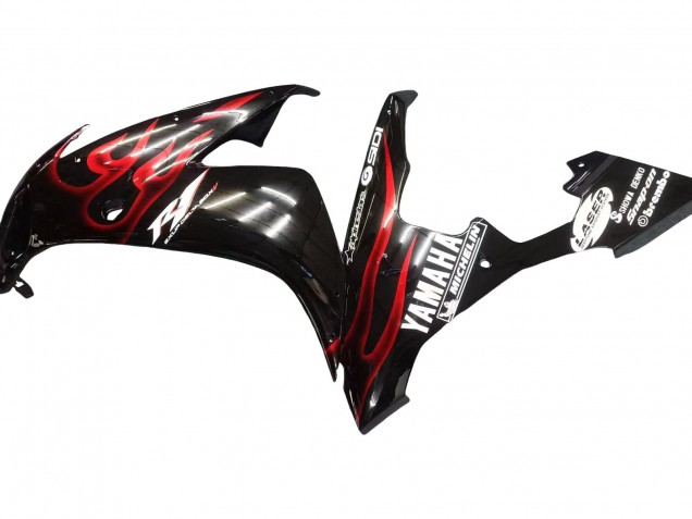 Carénages Moto Yamaha YZF 1000 R1 2004-2006 - Noir Brillant Rouge Flamme
