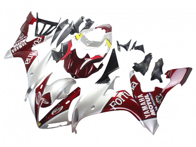 Carénages Moto Yamaha YZF 1000 R1 2004-2006 - Argent Rouge Fortuna Motul