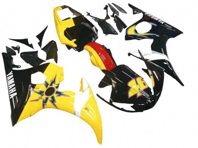 Carénages Moto Yamaha YZF R6S 2006-2009 - Jaune Rouge Noir Brillant 46