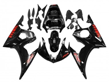 Carénages Moto Yamaha YZF R6S 2006-2009 - Noir Brillant Rouge