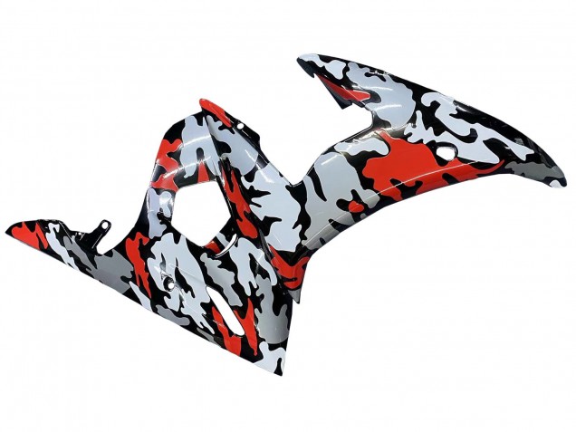 Carénages Moto Yamaha YZF R6 2003-2004 - Noir Rouge Gris Camouflage