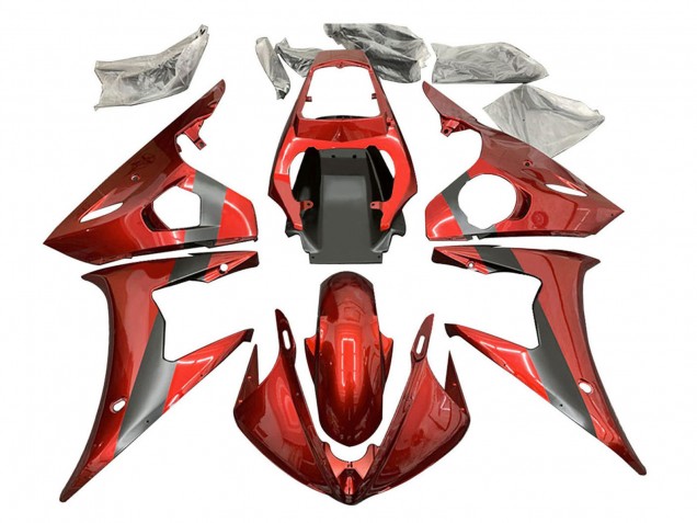 Carénage Moto Yamaha YZF R6 2003-2004 - Rouge Noir Mat