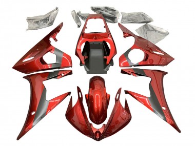 Carénages Moto Yamaha YZF R6S 2006-2009 - Rouge Noir Mat