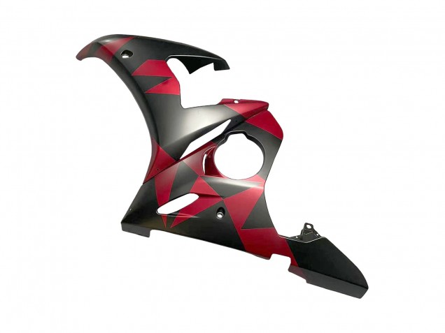 Carénages Moto Yamaha YZF 600 R6 2005 - Noir Mat Rouge Geometric