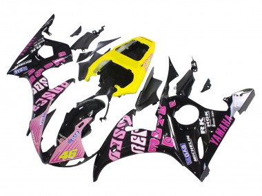 Carénages Moto Yamaha YZF 600 R6 2005 - Noir Rose Jaune Repsol 46