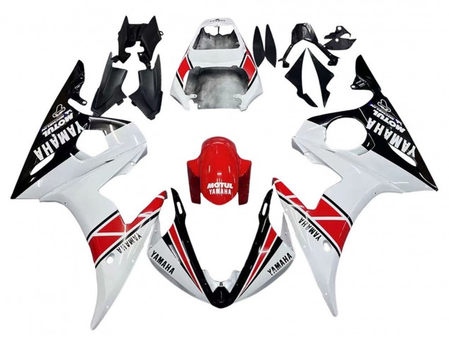 Carénages Moto Yamaha YZF 600 R6 2005 - Blanc Noir Rouge Motul