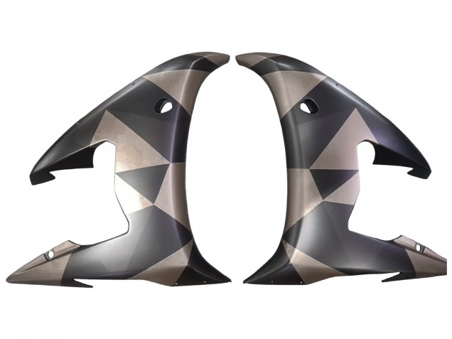 Carénages Moto Yamaha YZF 600 R6 2005 - Noir Mat Gris Geometric