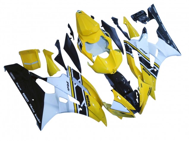 Carénages Moto Yamaha YZF 600 R6 2006-2007 - Jaune Blanc Noir Brillant Motul