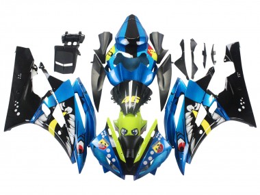Carénages Moto Yamaha YZF 600 R6 2006-2007 - Bleu Vert Néon Noir Requin