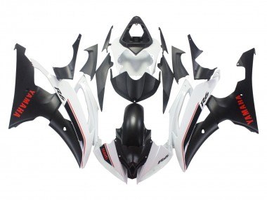 Carénages Moto Yamaha YZF 600 R6 2008-2016 - Blanc Noir Mat Rouge Décalque