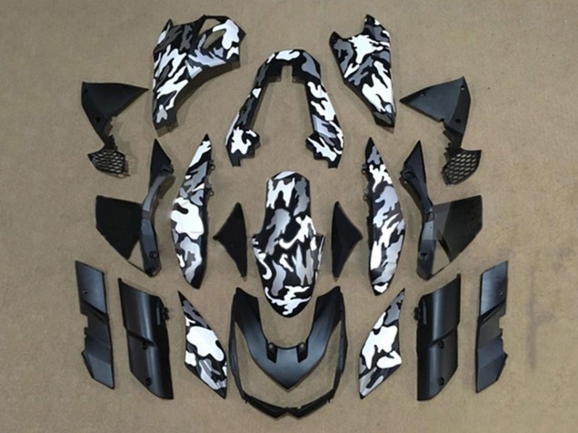 Carénages Moto Kawasaki Z1000 2010-2013 - Noir Blanc Camouflage