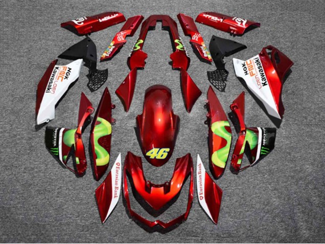 Carénages Moto Kawasaki Z1000 2010-2013 - Rouge Blanc Vert Monstre 46