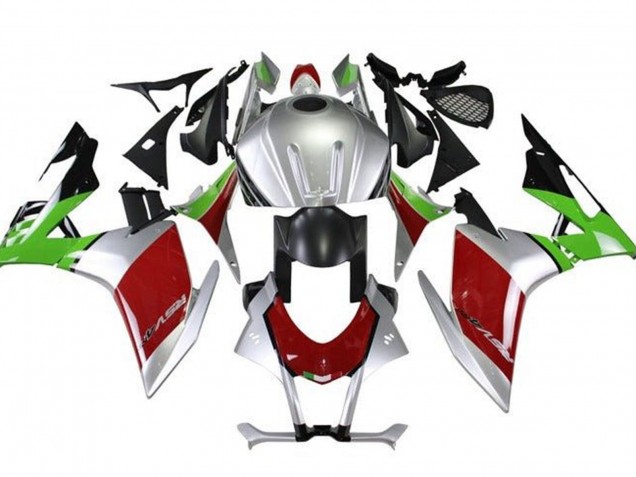 Carénages Moto Aprilia RSV4 1000 2009-2015 - Argent Noir Rouge Vert