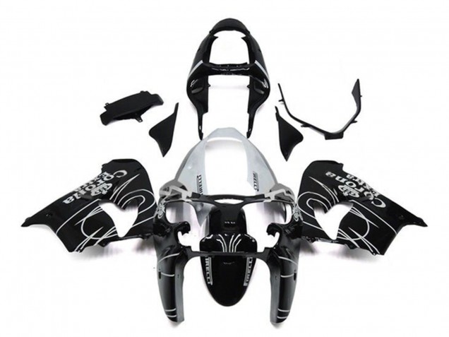 Carénages Moto Kawasaki ZX9R 2002-2003 - Noir Brillant Blanc Corona Extra