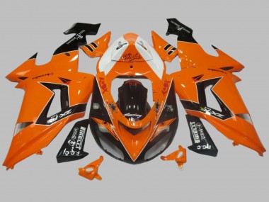 Carénage Moto Kawasaki ZX10R 2006-2007 - Orange Blanc Noir Courses Elf