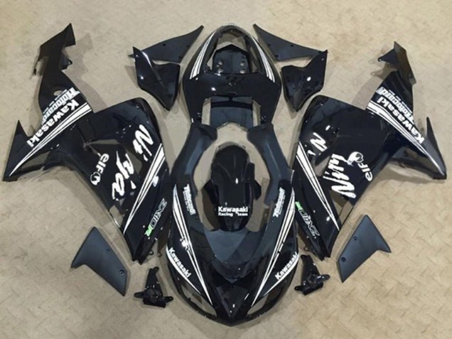 Carénages Moto Kawasaki ZX10R 2006-2007 - Noir Brillant Blanc Bande Elf