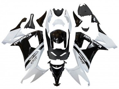 Carénages Moto Kawasaki ZX10R 2008-2010 - Blanc Noir Brillant Bande