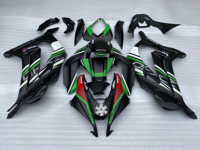 Carénages Moto Kawasaki ZX10R 2016-2020 - Noir Mat Vert Rouge Blanc Neige