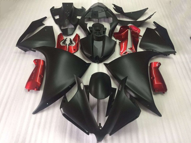 Carénages Moto Yamaha YZF R1 2012-2014 - Noir Mat Rouge Brillant