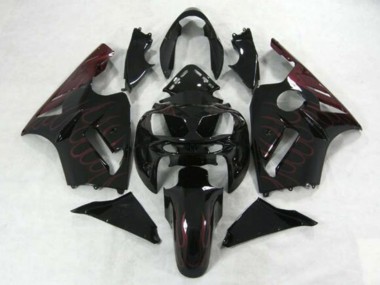 Carénages Moto Kawasaki ZX12R 2002-2006 - Noir Brillant Bourgogne Flamme