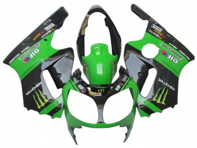 Carénages Moto Kawasaki ZX12R 2002-2006 - Vert Noir Brillant Elf Touch4 Monstre