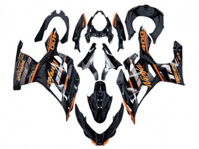Carénages Moto Kawasaki Ninja 400 2018-2024 - Noir Brillant Orange Gris