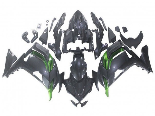 Carénages Moto Kawasaki Ninja 650 EX650 2020-2024 - Fausse Fibre de Carbone Vert