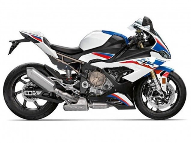 Carénages Moto BMW S1000RR 2019-2022 - Blanc Bleu Rouge Bande
