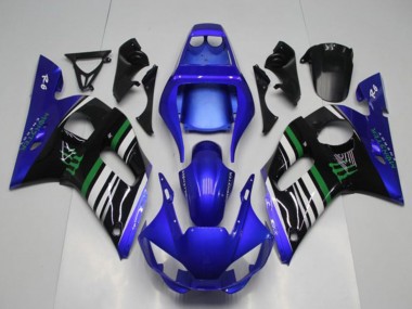 Carénages Moto Yamaha YZF R6 1998-2002 - Bleu Blanc Vert Noir Monstre