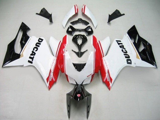 Carénages Moto Ducati Panigale 1199 2011-2014 - Blanc Rouge Noir Brillant Bande