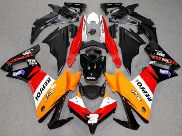 Carénages Moto Honda CBR500R 2013-2015 - Orange Blanc Rouge Noir Brillant Repsol