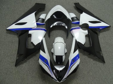 Carénages Moto Kawasaki ZX6R 2005-2006 - Blanc Noir Bleu