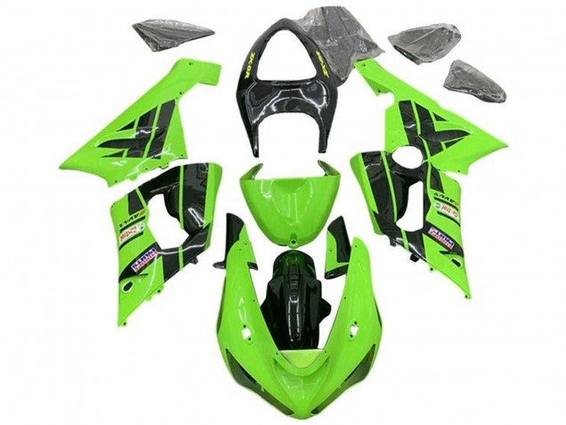 Carénages Moto Kawasaki ZX6R 2005-2006 - Vert Clair Noir Castrol